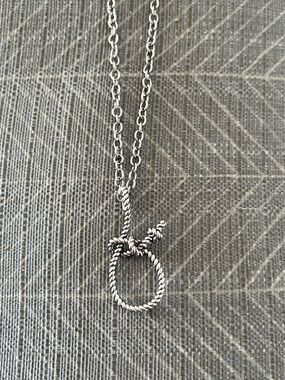 NWT Justin Boots Silver Tone Lasso Loop Necklace